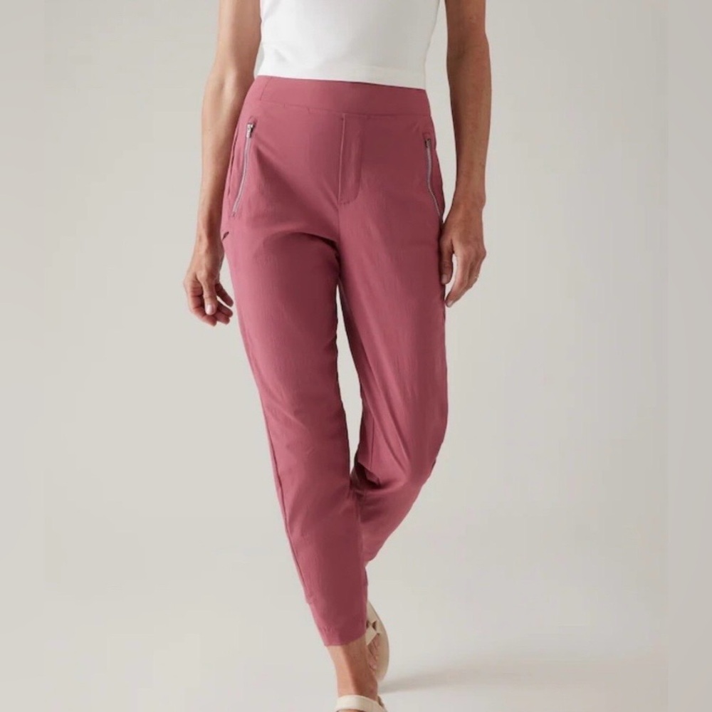 Athleta Trekkie North High Rise Jogger Pants Sz 4 Pink Pull On Hike Running Yoga